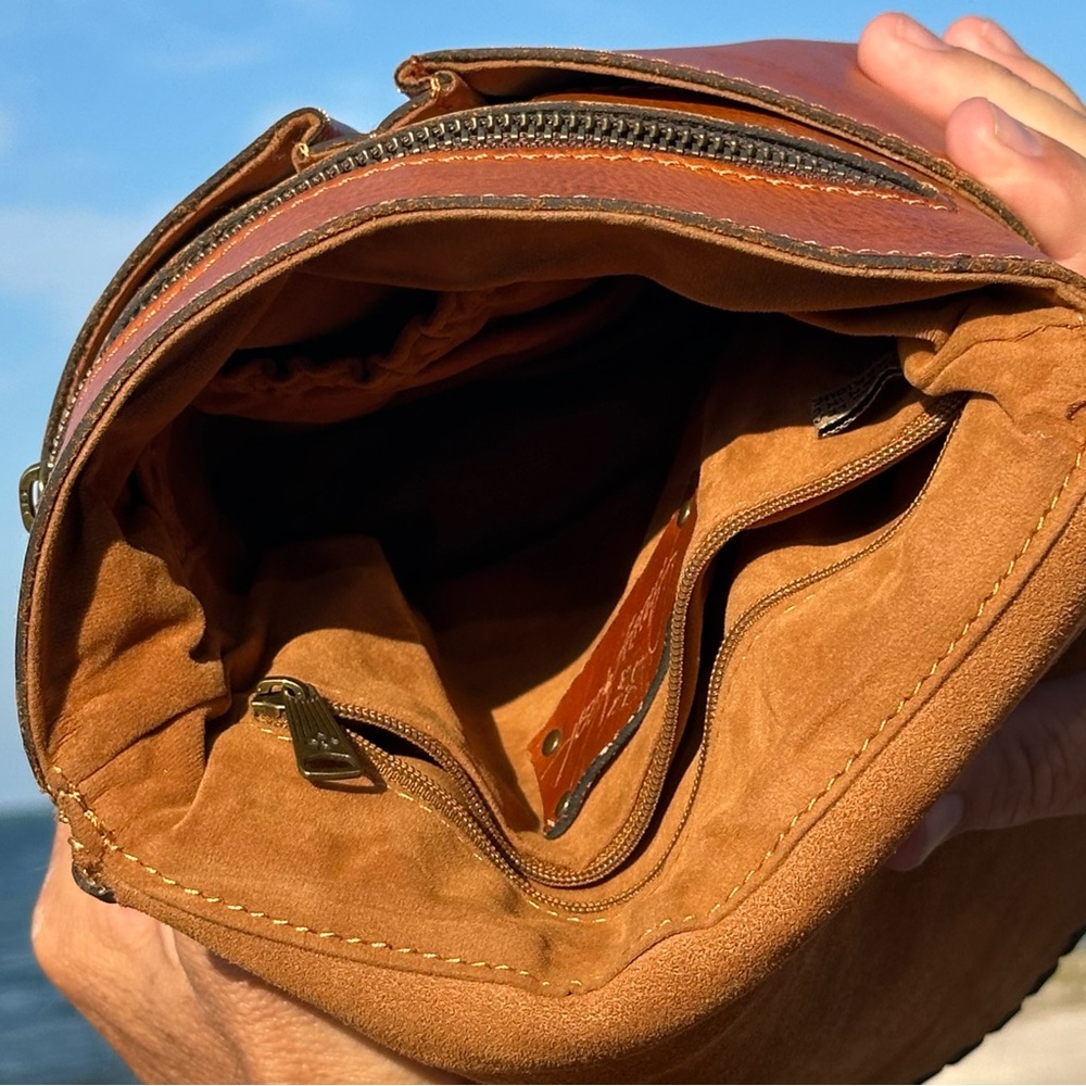 Tooled Leather Crossbody Bag - Tan - Picture 5 of 15